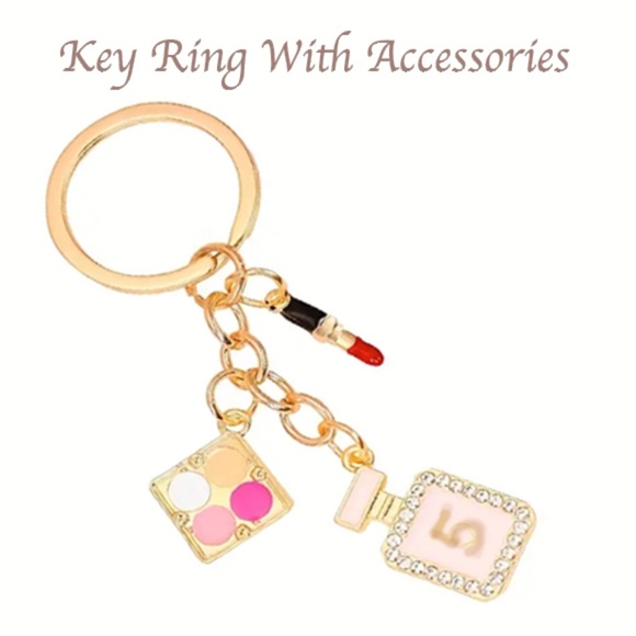Keychain Alloy (Mixture of Metals) With Rhinestones, Faux Lipstick, Faux Perfume - Picture 5 of 6